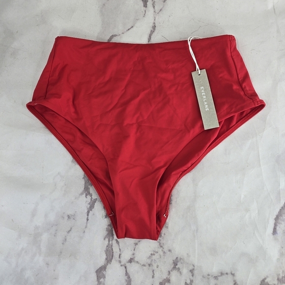 Everlane Swim Bottom Women XS Red Bikini The Hip High Rise Nyle Bathing Suit NEW - Picture 2 of 12